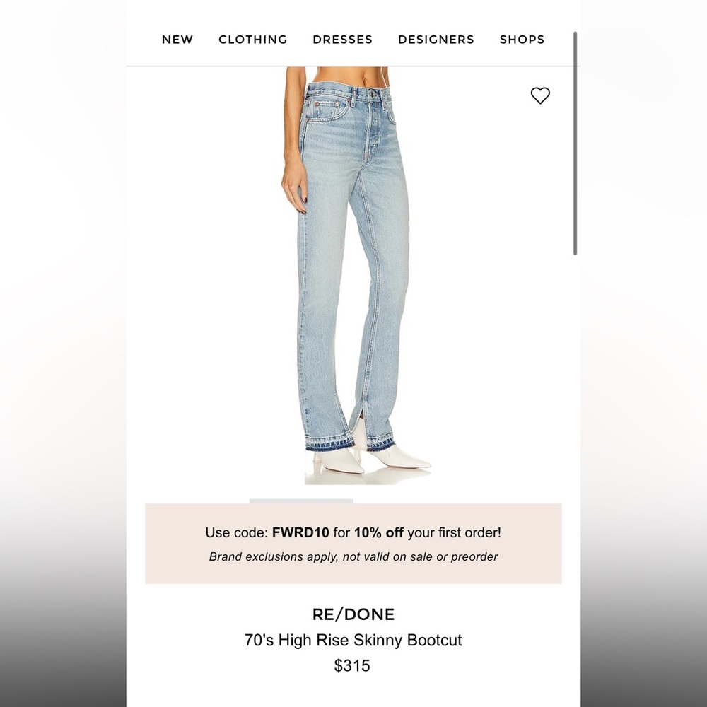 RE/DONE
70's High Rise Skinny Bootcut Size 29